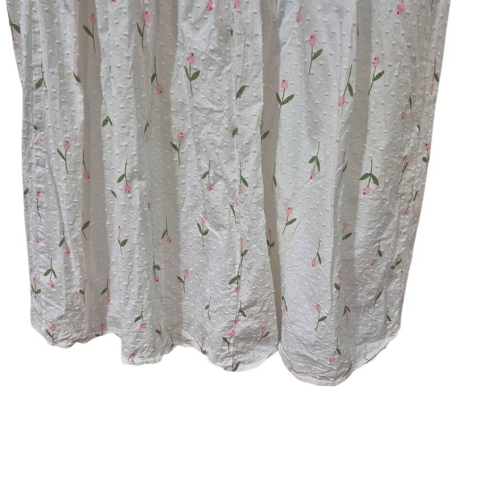Sweet Salt Modest White & Pink Floral Midi Dress with Puff Sleeves - Size Medium - Picture 5 of 12